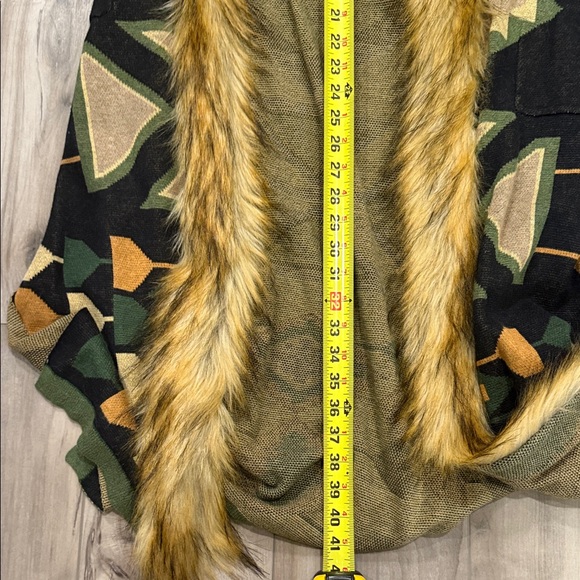 Tasha Polizzi Tinsley Aztec and Fur Long Cardigan Sweater with Faux Fur Trim - Picture 6 of 11